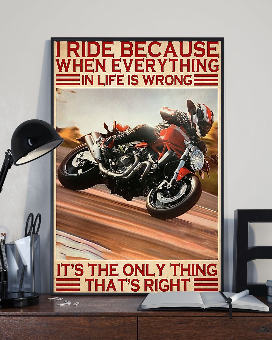 Canvas Prints Motorcycle I Ride Because When Everything In Life Is Wrong Birthday Gift Vintage Home Wall Decor Canvas - Mostsuit