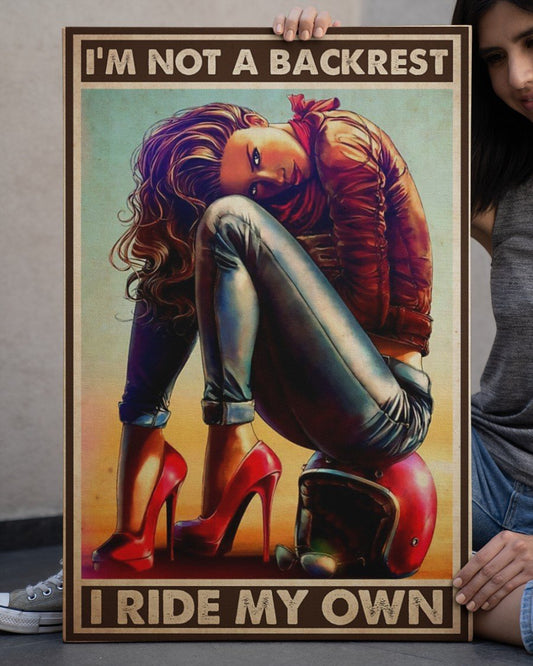 Motorcycle Girl Canvas Prints I'm Not A Backrest I Ride My Own Wall Art gifts Vintage Home Wall Decor Canvas - Mostsuit