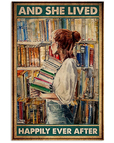 Canvas Prints Librarian And She Lived Happily Ever After Birthday Gift Vintage Home Wall Decor Canvas - Mostsuit
