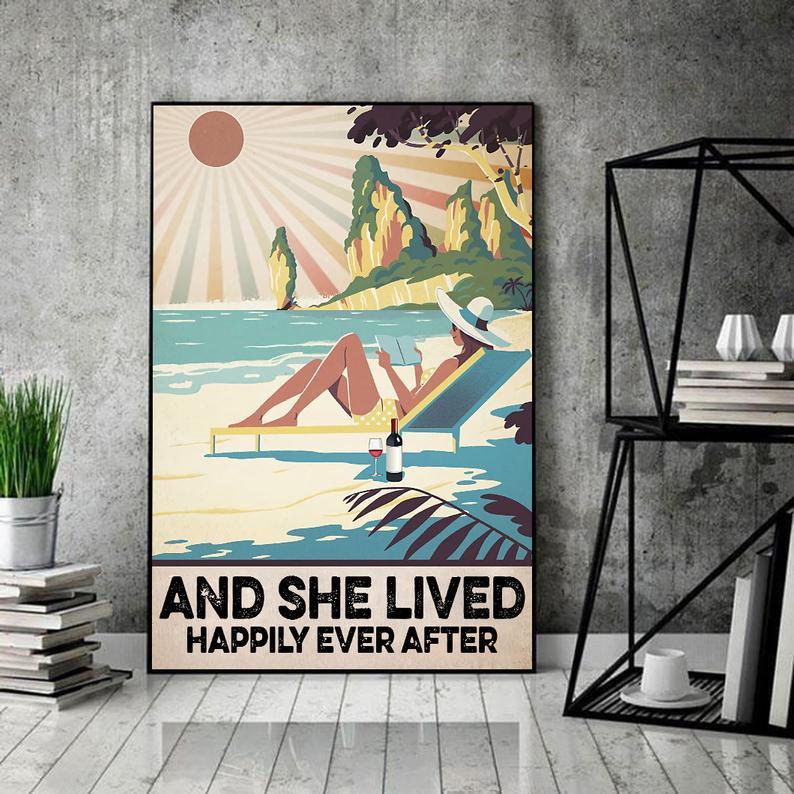 Canvas Prints Love Reading Books Girl With Books Birthday Gift Vintage Home Wall Decor Canvas - Mostsuit