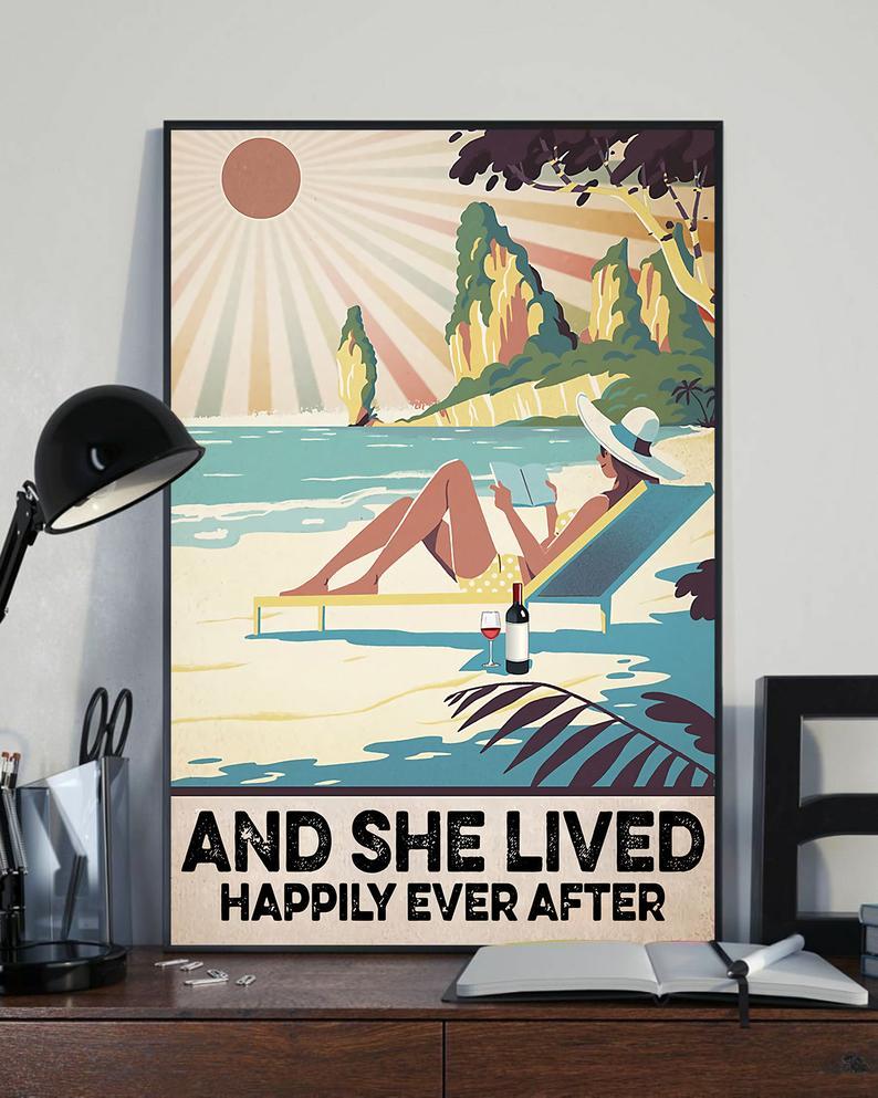 Canvas Prints Love Reading Books Girl With Books Birthday Gift Vintage Home Wall Decor Canvas - Mostsuit