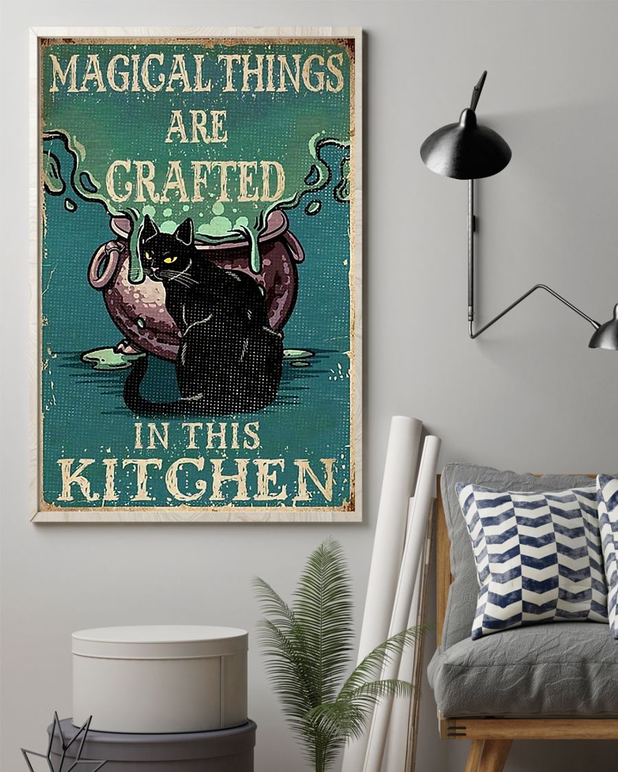 Canvas Prints Gift For Cat Lover Magical Things Are Grafted In This Kitchen Birthday Gift Vintage Home Wall Decor Canvas - Mostsuit