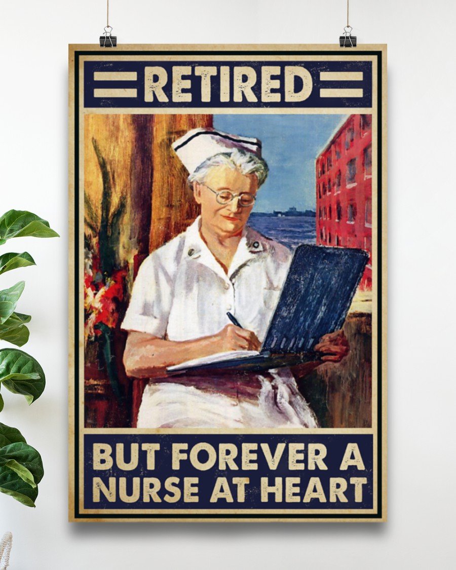 Canvas Prints Retired Nurse - Forever a Nurse at Heart Birthday Gift Vintage Home Wall Decor Canvas - Mostsuit