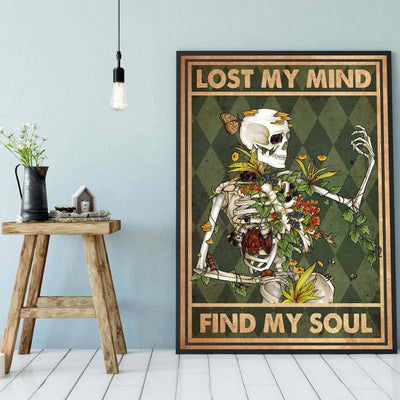 Canvas Prints Skeleton Lose Your Mind Find Your Soul Gift Vintage Home Wall Decor Canvas - Mostsuit