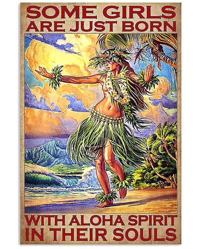 Canvas Prints Some girls are just born with aloha Spirit Birthday Gift Vintage Home Wall Decor Canvas - Mostsuit