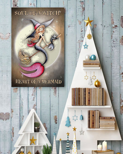 Mermaid Canvas Prints Soul of A Witch Heart Of a mermaid Wall Art Gifts Vintage Home Wall Decor Canvas - Mostsuit