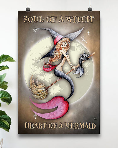 Mermaid Canvas Prints Soul of A Witch Heart Of a mermaid Wall Art Gifts Vintage Home Wall Decor Canvas - Mostsuit