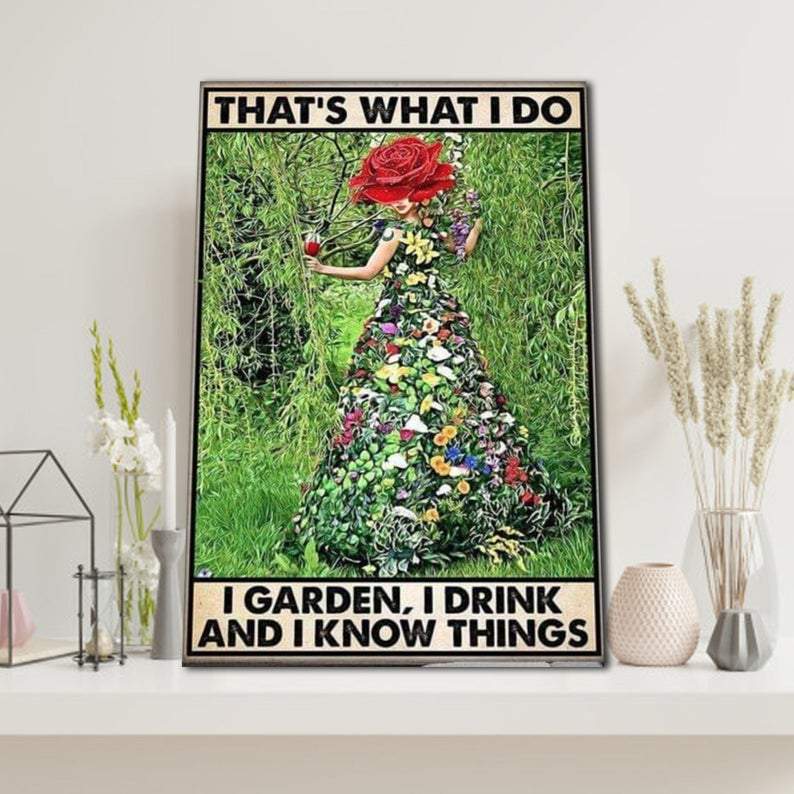 Personalized Photo And Text Canvas Prints That's What I Do I Garden I Drink And I Know Things Birthday Gift Vintage Home Wall Decor Canvas - Mostsuit