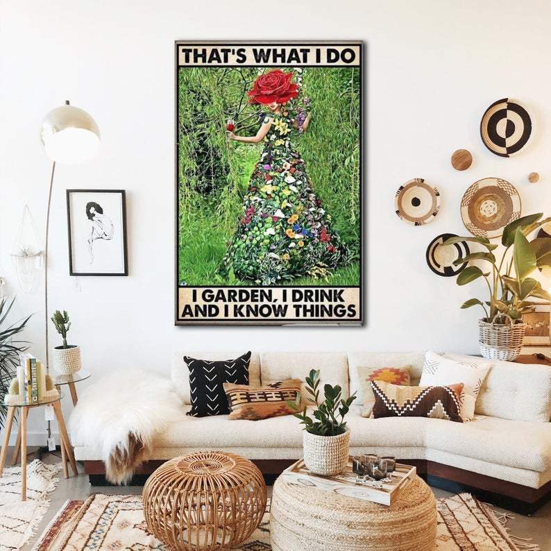 Personalized Photo And Text Canvas Prints That's What I Do I Garden I Drink And I Know Things Birthday Gift Vintage Home Wall Decor Canvas - Mostsuit