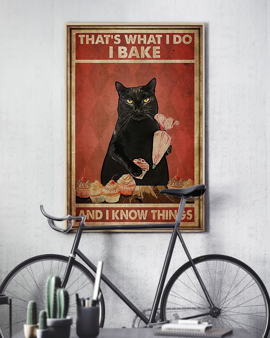 Canvas Prints Gift for Cat Lovers That's What I Do I Bake and I Know Things Birthday Gift Vintage Home Wall Decor Canvas - Mostsuit