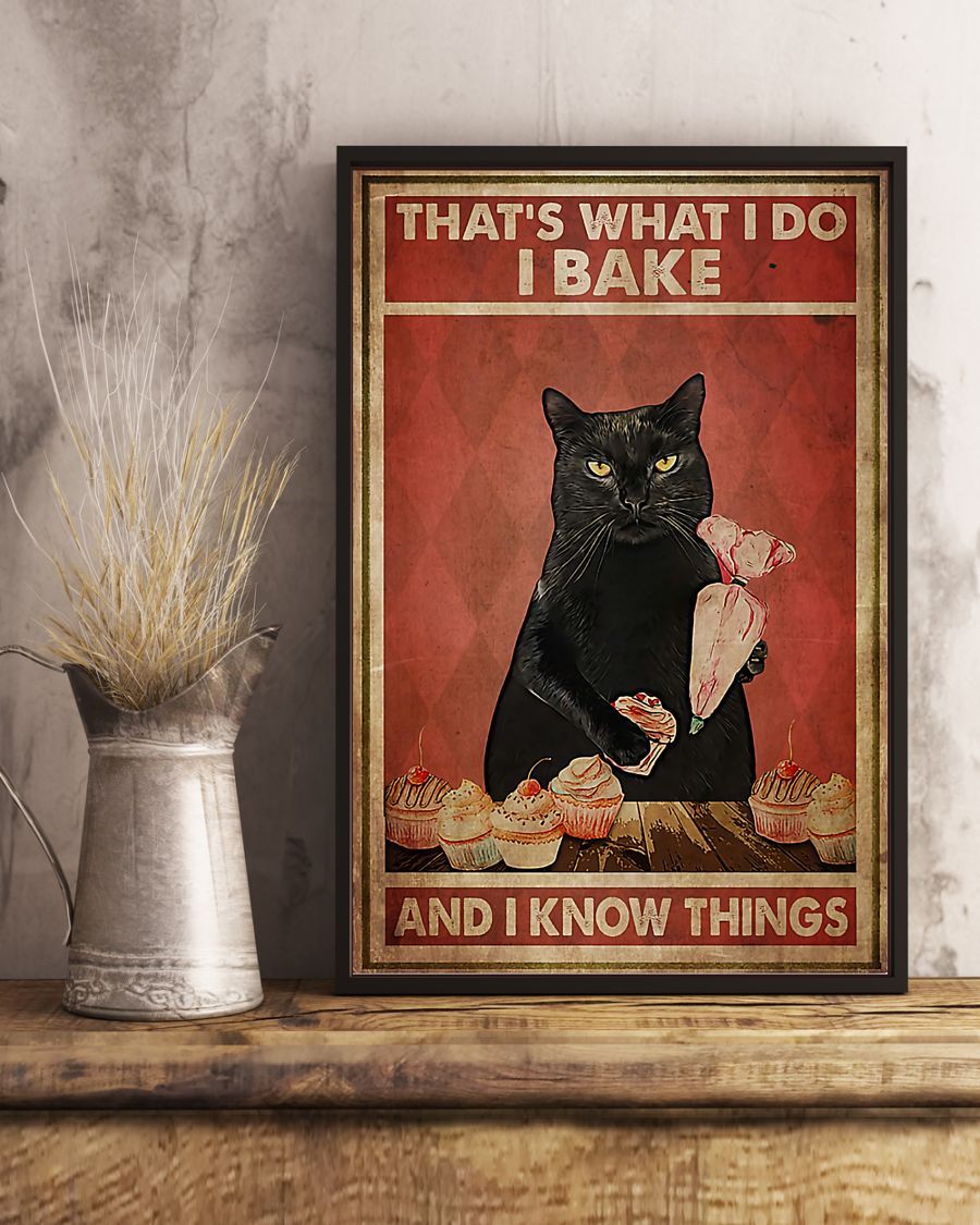 Canvas Prints Gift for Cat Lovers That's What I Do I Bake and I Know Things Birthday Gift Vintage Home Wall Decor Canvas - Mostsuit