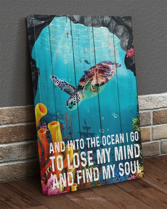 Canvas Prints Turtle - And Into The Ocean I Go Gallery Birthday Gift Vintage Home Wall Decor Canvas - Mostsuit