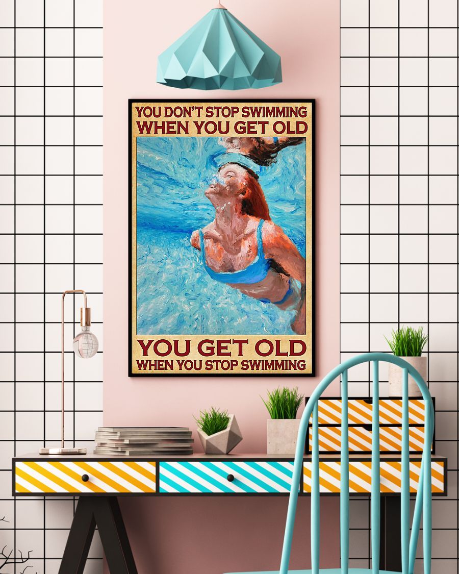 Swimming Girl Canvas Prints You Don't Stop Swimming When You Get Old Birthday Gift Vintage Home Wall Decor Canvas - Mostsuit