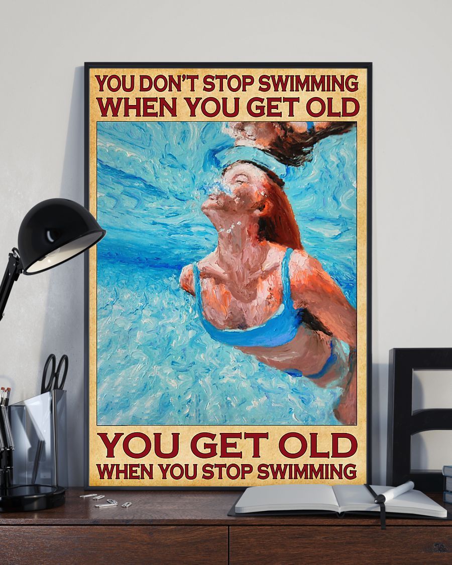 Swimming Girl Canvas Prints You Don't Stop Swimming When You Get Old Birthday Gift Vintage Home Wall Decor Canvas - Mostsuit