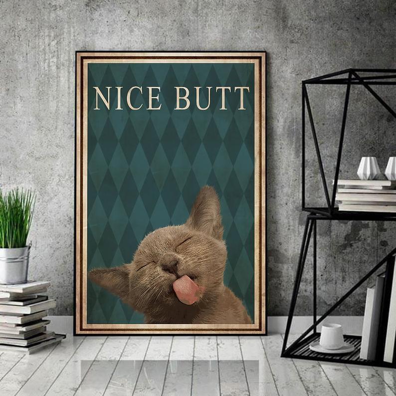 Personalized Photo Canvas Gift for Loves Cat Nice Butt Birthday Gifts Vintage Home Wall Decor Canvas - Mostsuit
