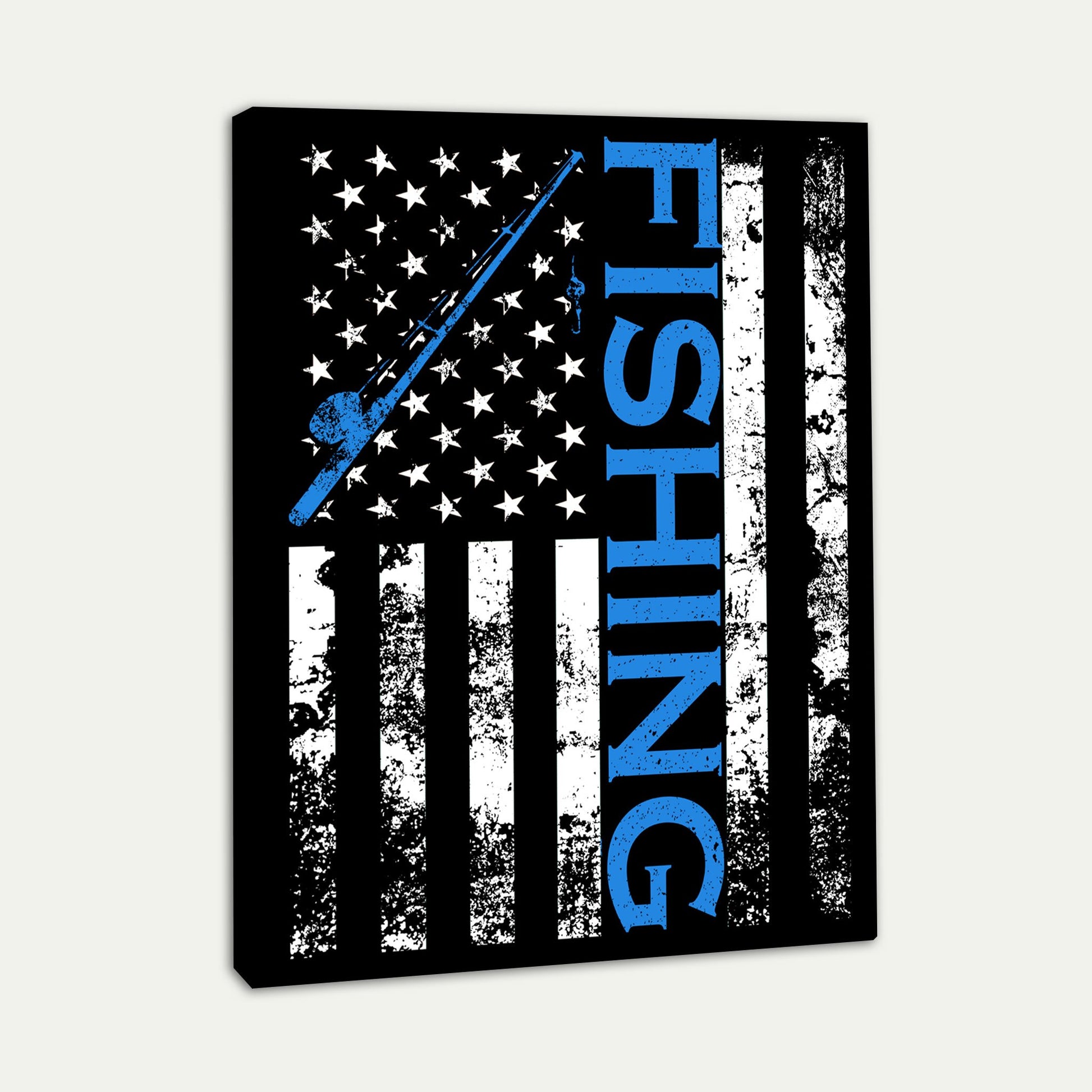 American Flag Fishing Rod Usa Patriotic Canvas Room Home Decor Print Matte Canvas - Home Room Wall Decor Matte Canvas - Mostsuit