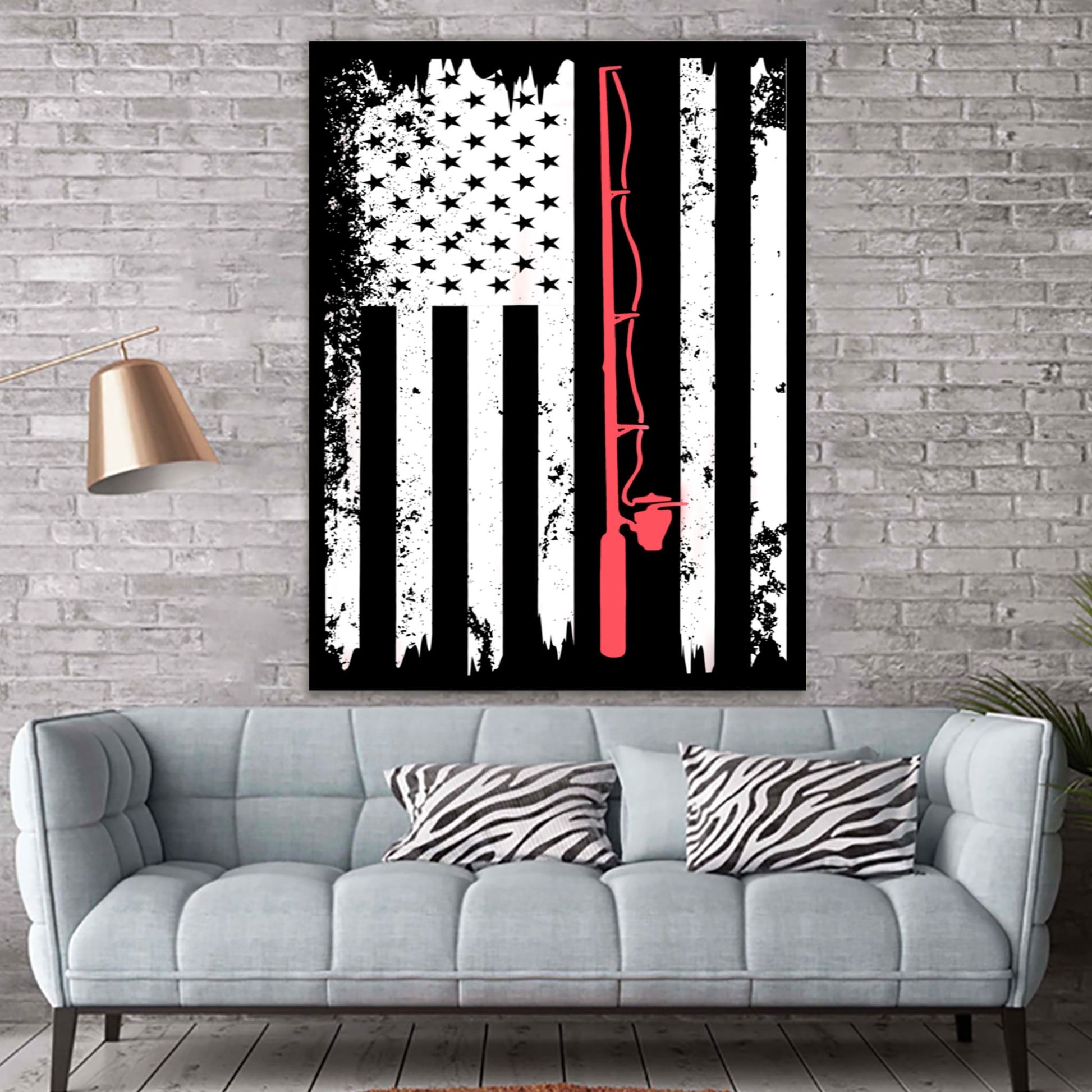 American Flag Fishing Vintage Fishing Canvas Room Home Decor Print Matte Canvas - Home Room Wall Decor Matte Canvas - Mostsuit