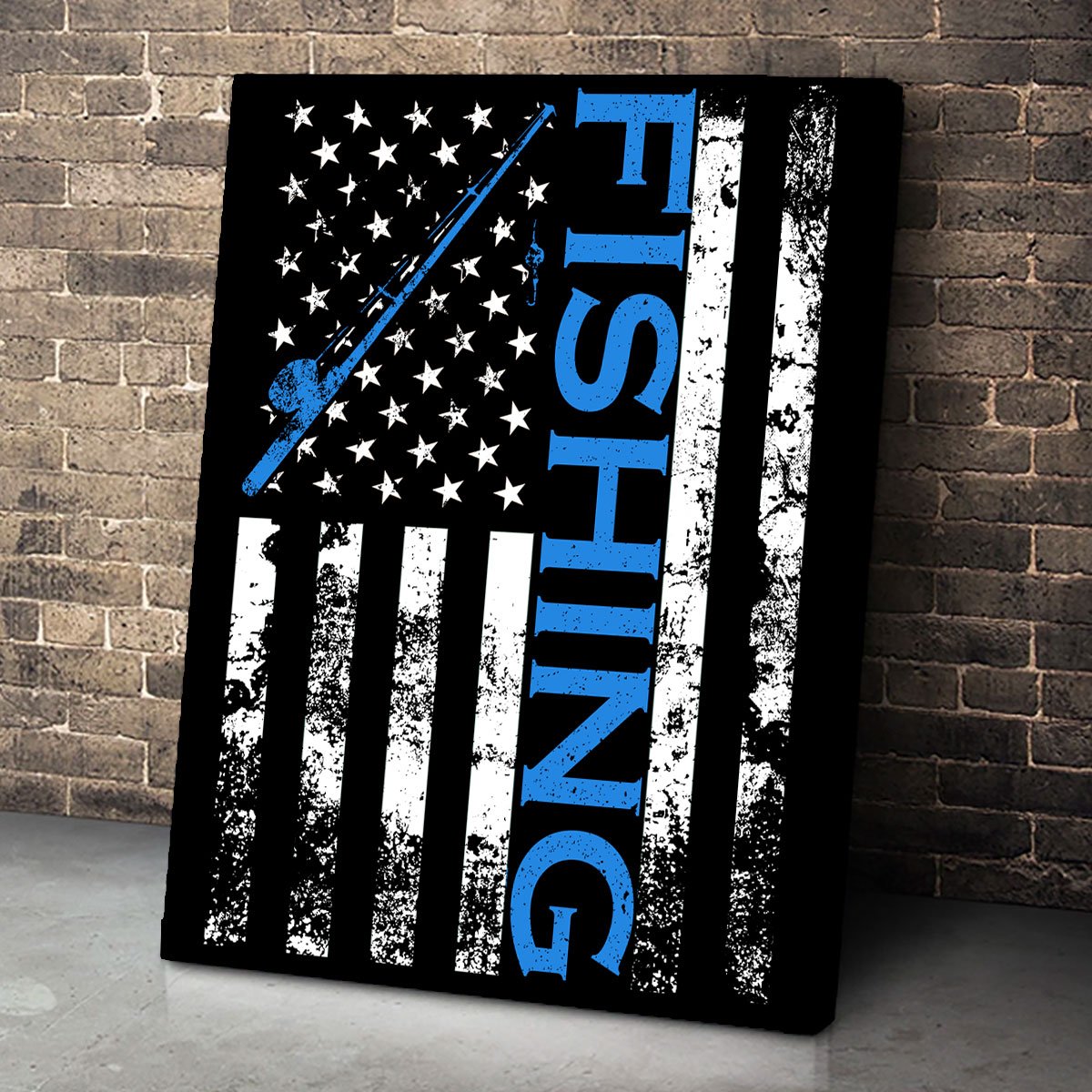 American Flag Fishing Rod Usa Patriotic Canvas Room Home Decor Print Matte Canvas - Home Room Wall Decor Matte Canvas - Mostsuit