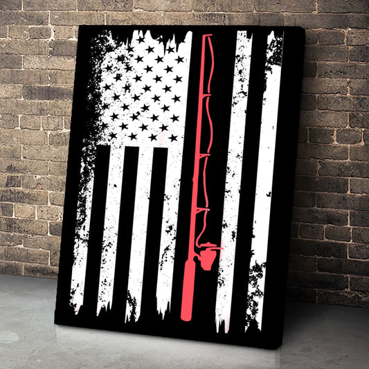 American Flag Fishing Vintage Fishing Canvas Room Home Decor Print Matte Canvas - Home Room Wall Decor Matte Canvas - Mostsuit