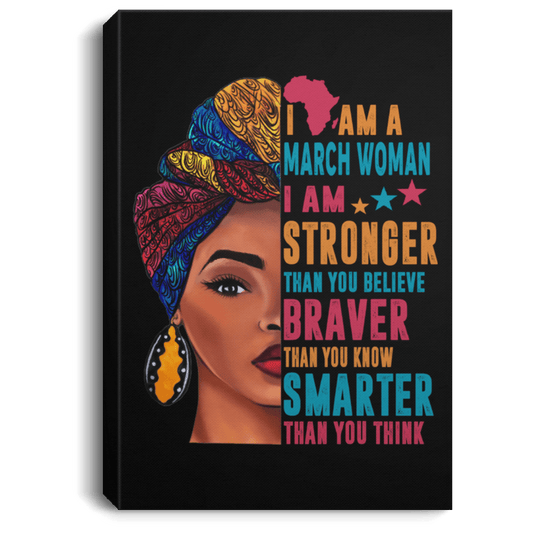 African American Canvas Wall Pictures I Am A Stronger Braver Smarter March Woman Melanin Women Afrocentric Living Room Decor
