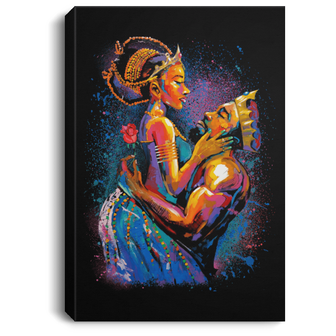 African American Canvas Wall Art Afro King and Queen Canvas Black Art Living Room Decor