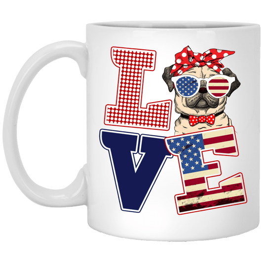 Love Pug Mug Independence 4th July Pug Gifts For Puggy Puppies Lover