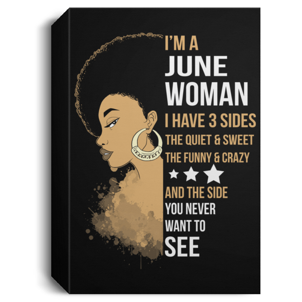 African American Canvas Afro Girl I'm A June Woman Canvas Black Art Living Room Decor