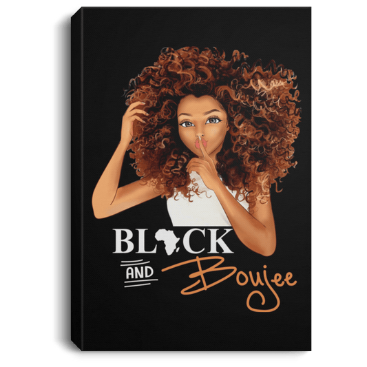 African American Framed Wall Art Black And Boujee Beautiful Afro Lady Canvas Black Art Living Room Decor