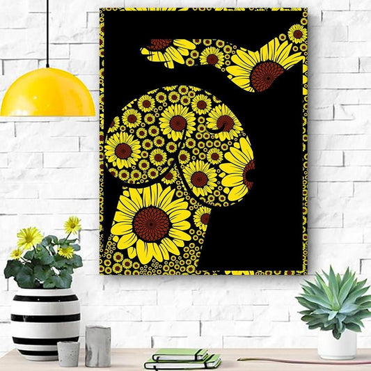 Sunflower Dachshund Dog Canvas Room Home Decor Print Matte Canvas - Home Room Wall Decor Matte Canvas - Mostsuit