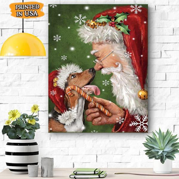 Basset Hound Dog - Santa Canvas Prints Matte Canvas - Home Room Wall Decor Matte Canvas - Mostsuit