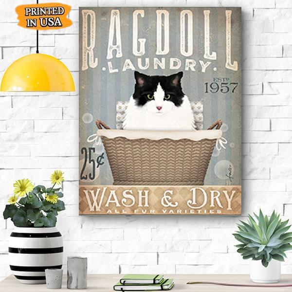 Ragdoll Cat Laundry Canvas Prints Matte Canvas - Home Room Wall Decor Matte Canvas - Mostsuit