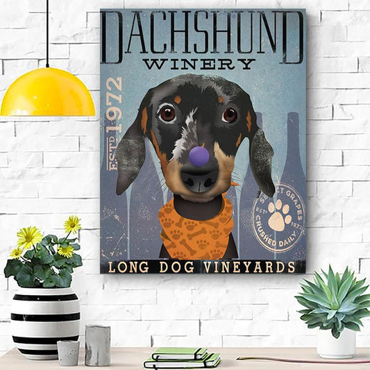 Custom Canvas Dachshund Winery Canvas Room Home Decor Print Matte Canvas - Home Room Wall Decor Matte Canvas - Mostsuit