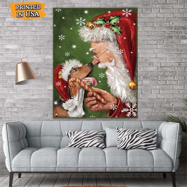 Basset Hound Dog - Santa Canvas Prints Matte Canvas - Home Room Wall Decor Matte Canvas - Mostsuit