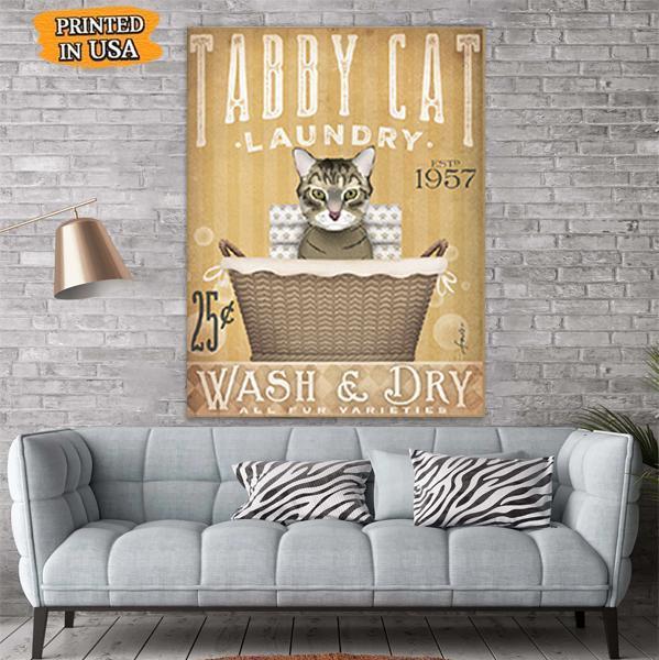 Tabby Cat Laundry Canvas Prints Matte Canvas - Home Room Wall Decor Matte Canvas - Mostsuit