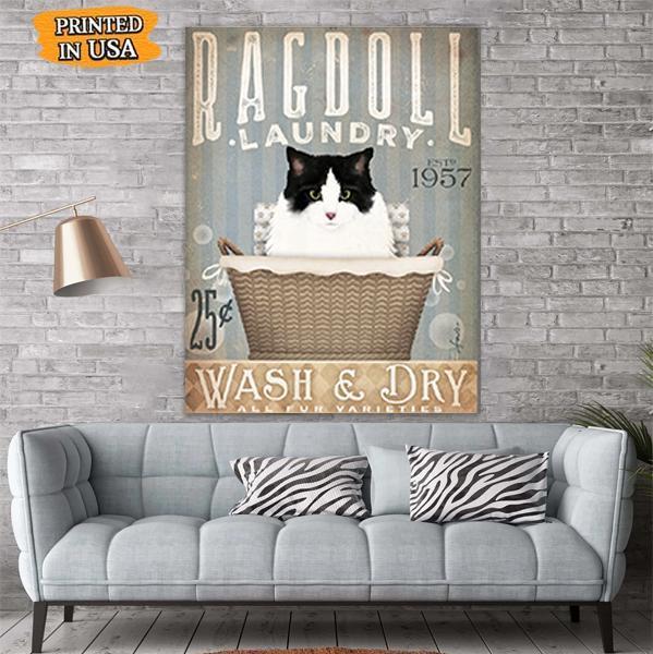 Ragdoll Cat Laundry Canvas Prints Matte Canvas - Home Room Wall Decor Matte Canvas - Mostsuit