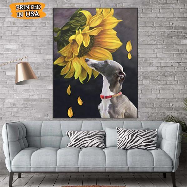 Greyhound Dog Sunflower Canvas Prints Matte Canvas - Home Room Wall Decor Matte Canvas - Mostsuit