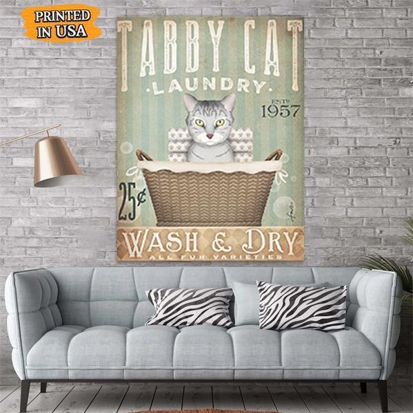 Tabby Cat Laundry Canvas Prints Matte Canvas - Home Room Wall Decor Matte Canvas - Mostsuit