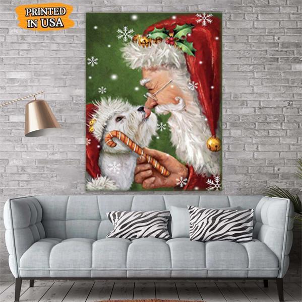 Westie Smile With Santa Christmas Canvas Room Home Decor Print Matte Canvas - Home Room Wall Decor Matte Canvas - Mostsuit