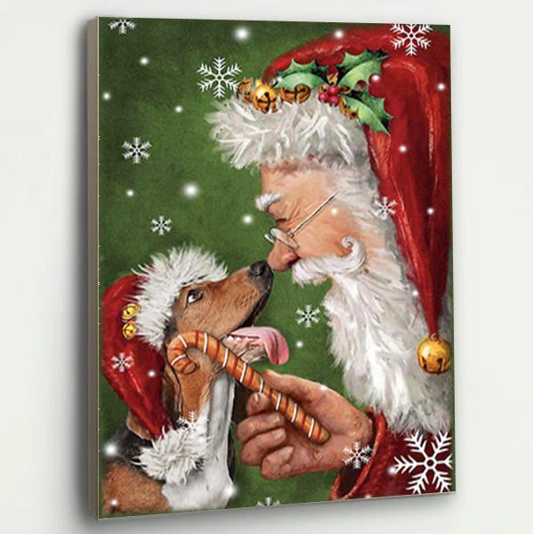 Basset Hound Dog - Santa Canvas Prints Matte Canvas - Home Room Wall Decor Matte Canvas - Mostsuit