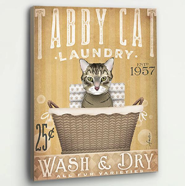 Tabby Cat Laundry Canvas Prints Matte Canvas - Home Room Wall Decor Matte Canvas - Mostsuit