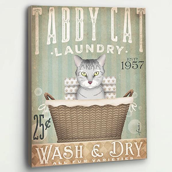 Tabby Cat Laundry Canvas Prints Matte Canvas - Home Room Wall Decor Matte Canvas - Mostsuit