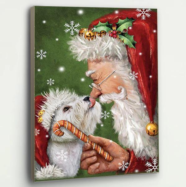 Westie Smile With Santa Christmas Canvas Room Home Decor Print Matte Canvas - Home Room Wall Decor Matte Canvas - Mostsuit