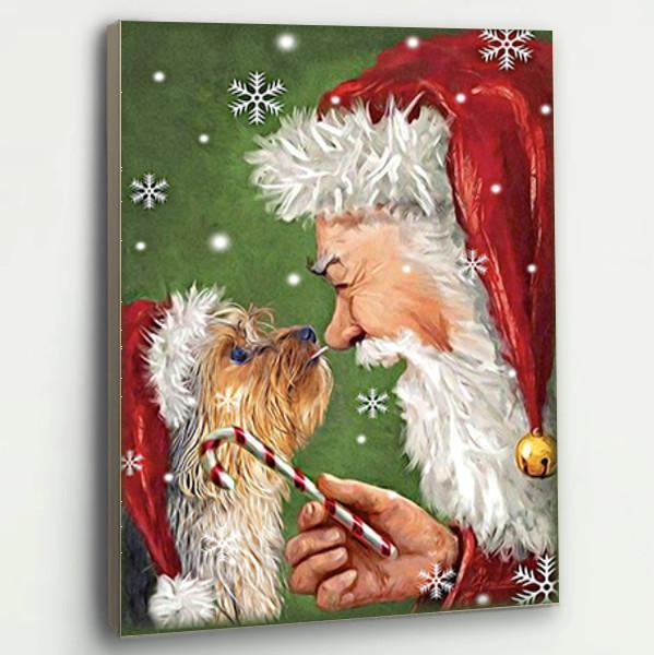 Yorkie Smile With Santa Christmas Canvas Room Home Decor Print Matte Canvas - Home Room Wall Decor Matte Canvas - Mostsuit