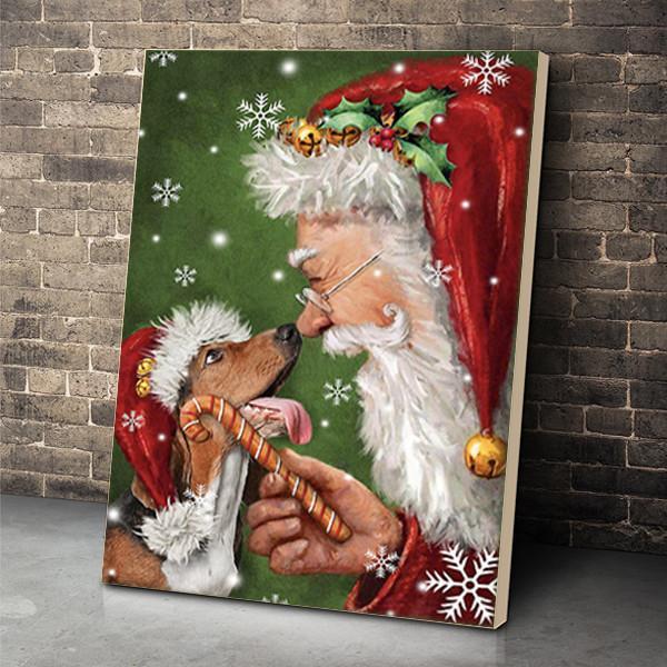 Basset Hound Dog - Santa Canvas Prints Matte Canvas - Home Room Wall Decor Matte Canvas - Mostsuit