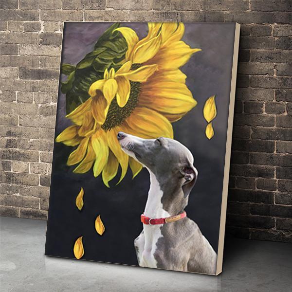 Greyhound Dog Sunflower Canvas Prints Matte Canvas - Home Room Wall Decor Matte Canvas - Mostsuit