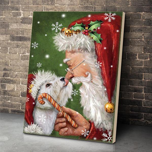 Westie Smile With Santa Christmas Canvas Room Home Decor Print Matte Canvas - Home Room Wall Decor Matte Canvas - Mostsuit