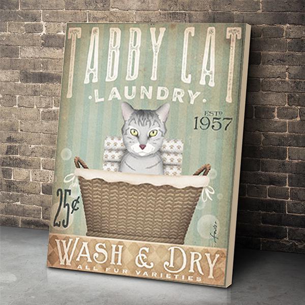 Tabby Cat Laundry Canvas Prints Matte Canvas - Home Room Wall Decor Matte Canvas - Mostsuit