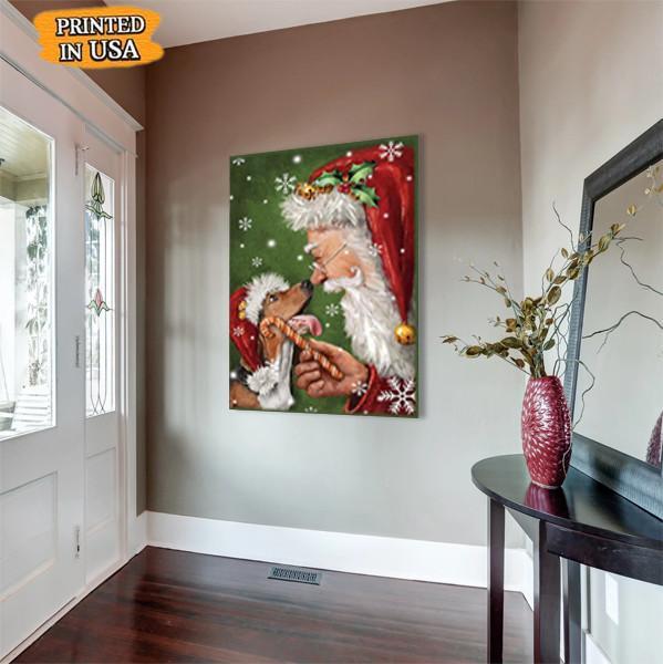 Basset Hound Dog - Santa Canvas Prints Matte Canvas - Home Room Wall Decor Matte Canvas - Mostsuit