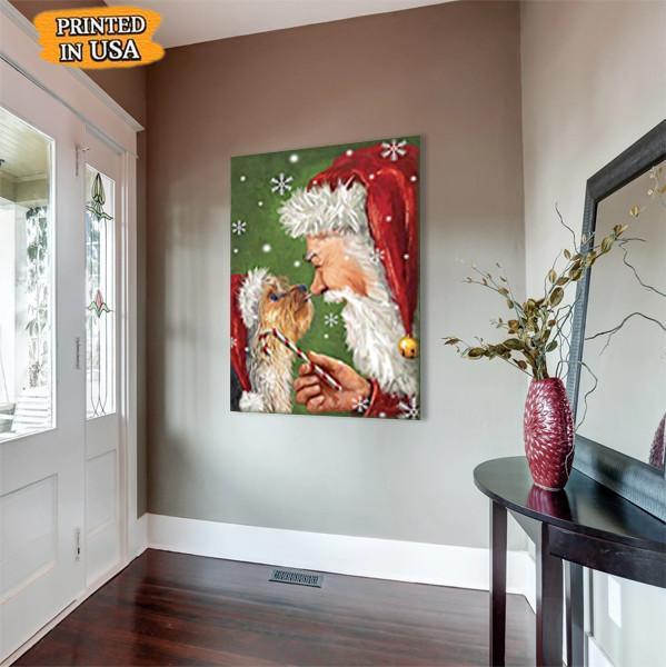 Yorkie Smile With Santa Christmas Canvas Room Home Decor Print Matte Canvas - Home Room Wall Decor Matte Canvas - Mostsuit