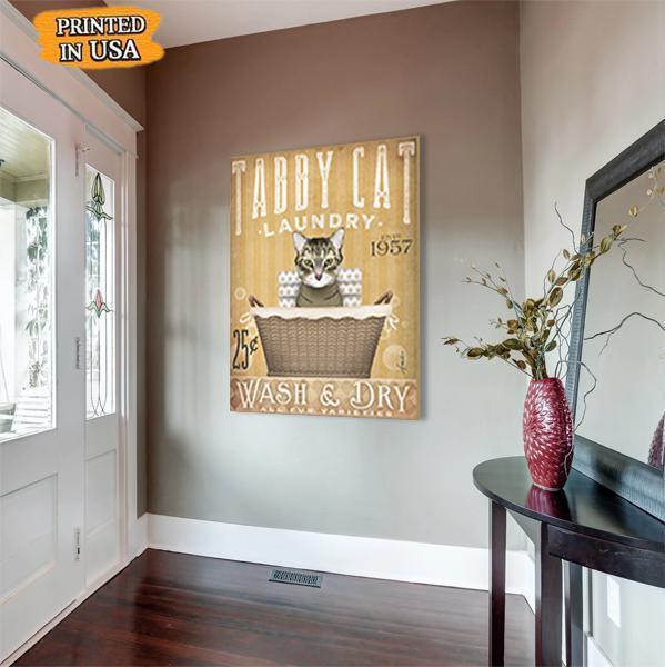 Tabby Cat Laundry Canvas Prints Matte Canvas - Home Room Wall Decor Matte Canvas - Mostsuit